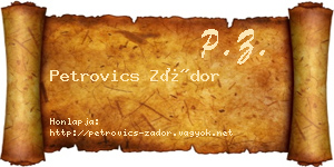 Petrovics Zádor névjegykártya